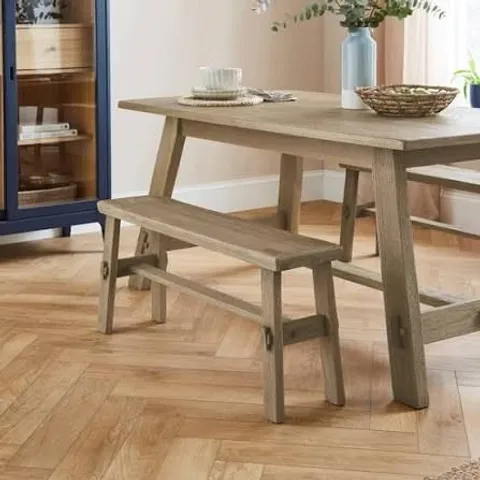 BOXED ENOLA SMALL DINING BENCH, RUSTIC OAK