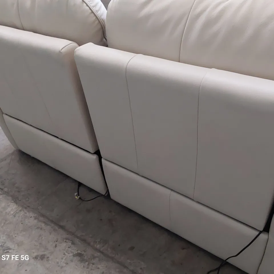 QUALITY BRITISH DESIGNER G PLAN JACKSON POWER RECLINING THREE SEATER SOFA CAPRI STONE LEATHER 