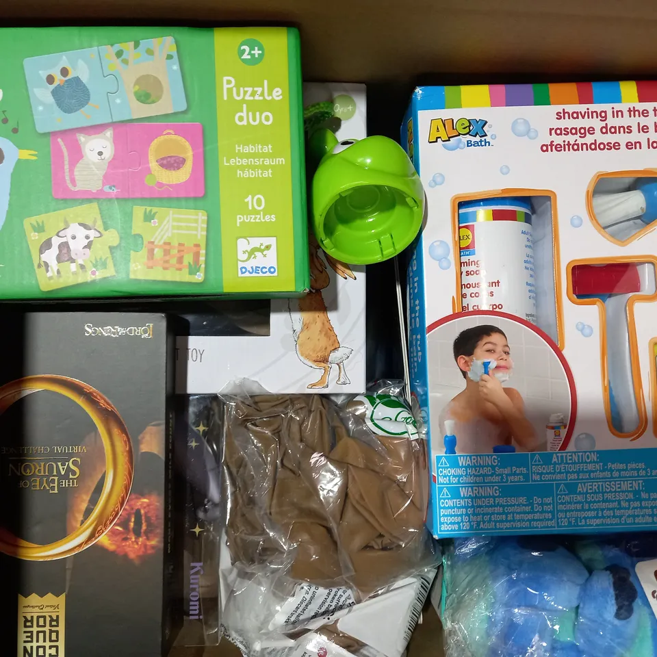 BOX OF APPROXIMATELY 10 ASSORTED TOYS AND GAMES TO INCLUDE INTELLIGENT MAGNETIC BUILDING BLOCKS SET, GENIUS GAMES ECOSYSTEM, GIGGLE AND GROW SMART PHONE, ETC