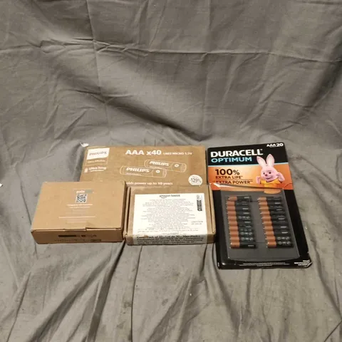 APPROXIMATELY 20 ASSORTED BATTERY PRODUCTS TO INCLUDE DURACELL, AMAZON BASICS, PHILIPS, PALE BALE ETC