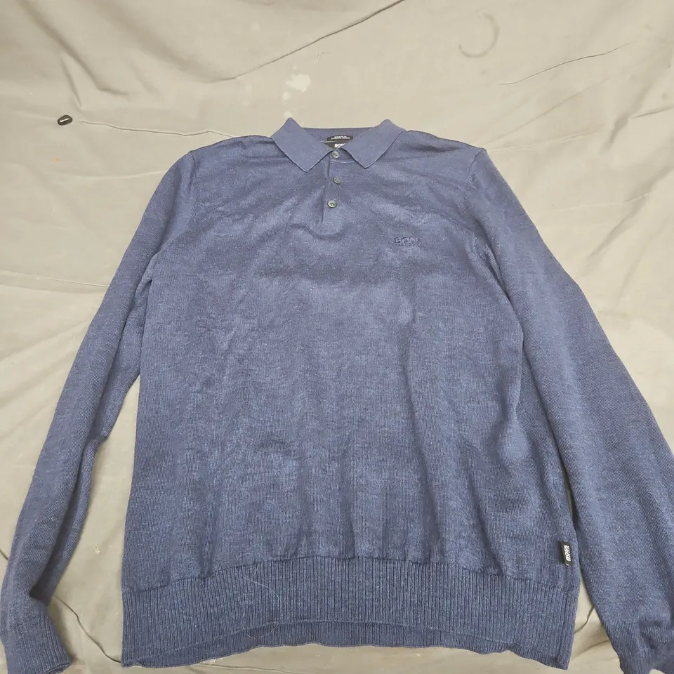 HUGO BOSS REGULAR FIT EXTRAFINE MERINO JUMPER – NAVY, SIZE L