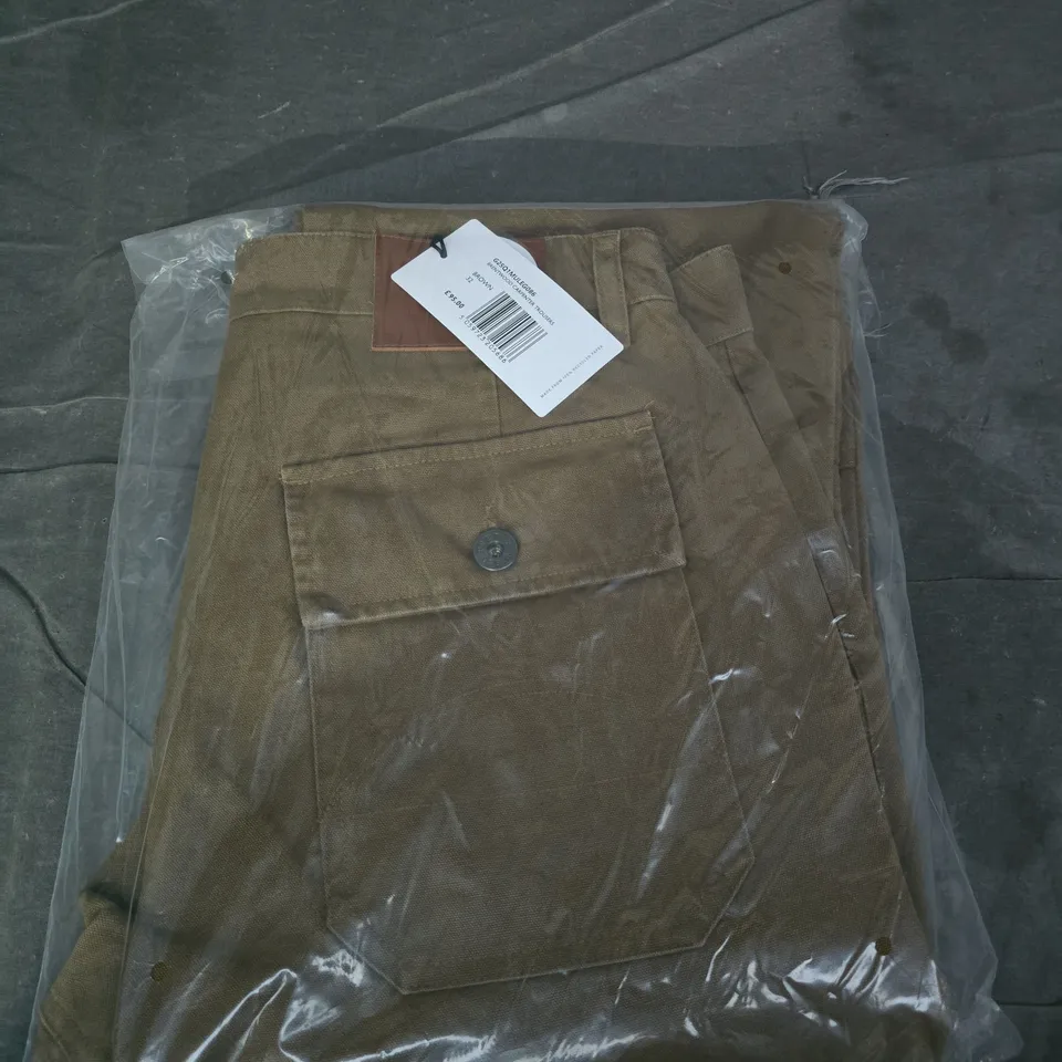 PRETTY GREEN BRENTWOOD CARPENTER TROUSERS – BROWN, UK 32