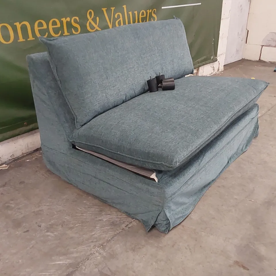 QUALITY DESIGNER DEVERILL 2 SEATER MODULAR SOFA BED - FABRIC VALLEY