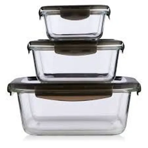 LOCK AND LOCK NESTABLE GLASS SQUARE STORAGE SET
