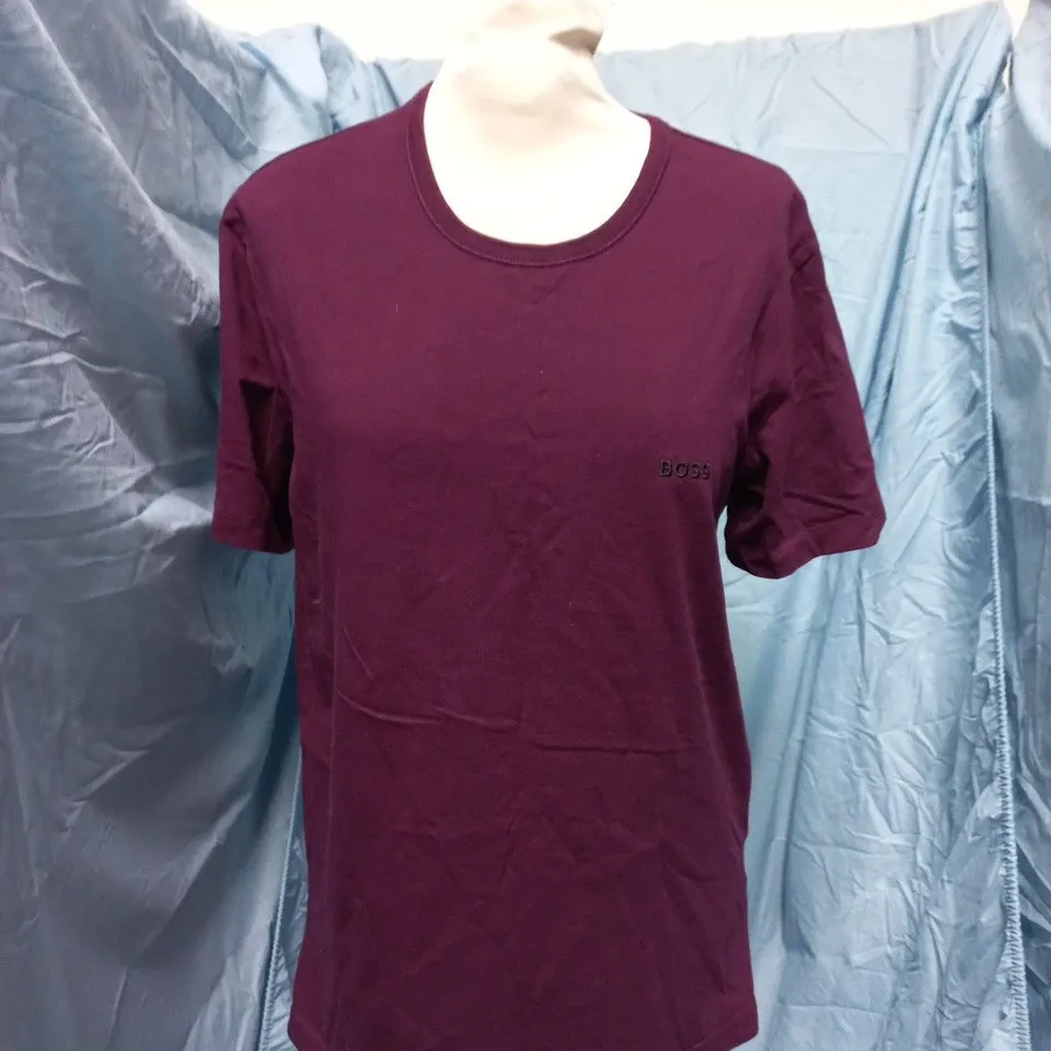 HUGO BOSS T-SHIRT – MEN'S BURGUNDY, UK SIZE M