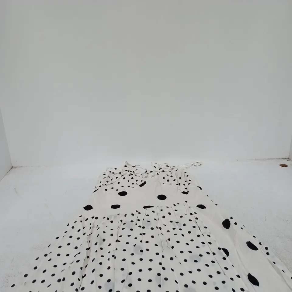 NOBODY'S CHILD DANI MIDAXI DRESS – WHITE WITH BLACK POLKA DOTS, UK 14 (EU 42)