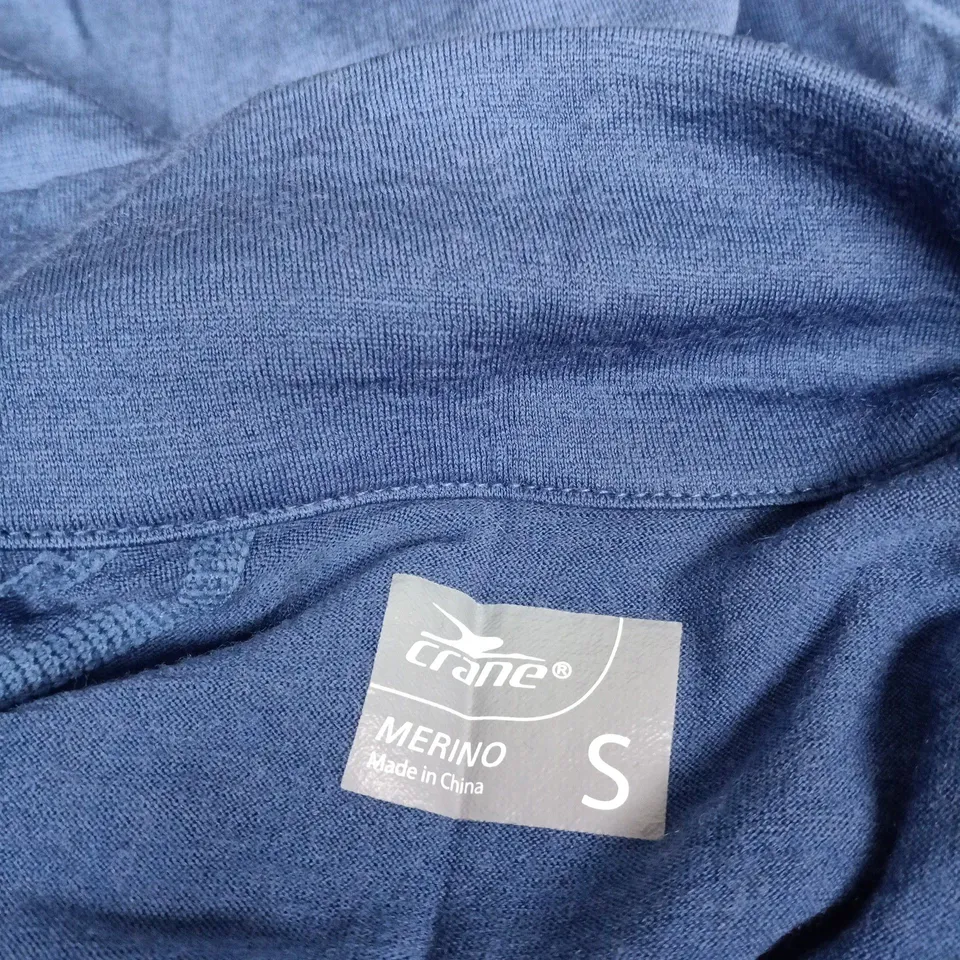 CRANE MERINO TOP – BLUE, ZIP-NECK, SIZE S