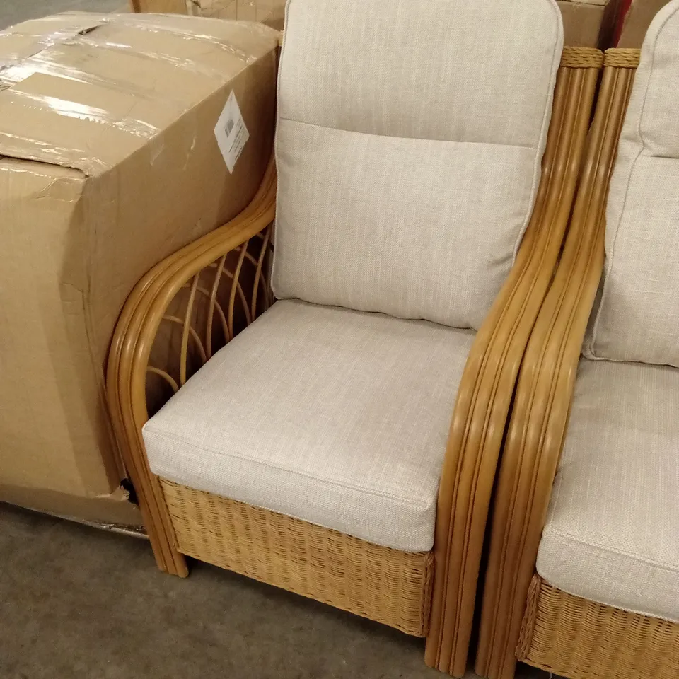 DESIGNER RATTAN SOFA SET // 2 SEATER SOFA AND 2 x ARMCHAIRS