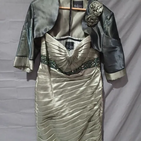 MASCARA POUR FEMME TWO PIECE BOLERO JACKET & RUFFLE DRESS IN GREEN SHADES - 16/44