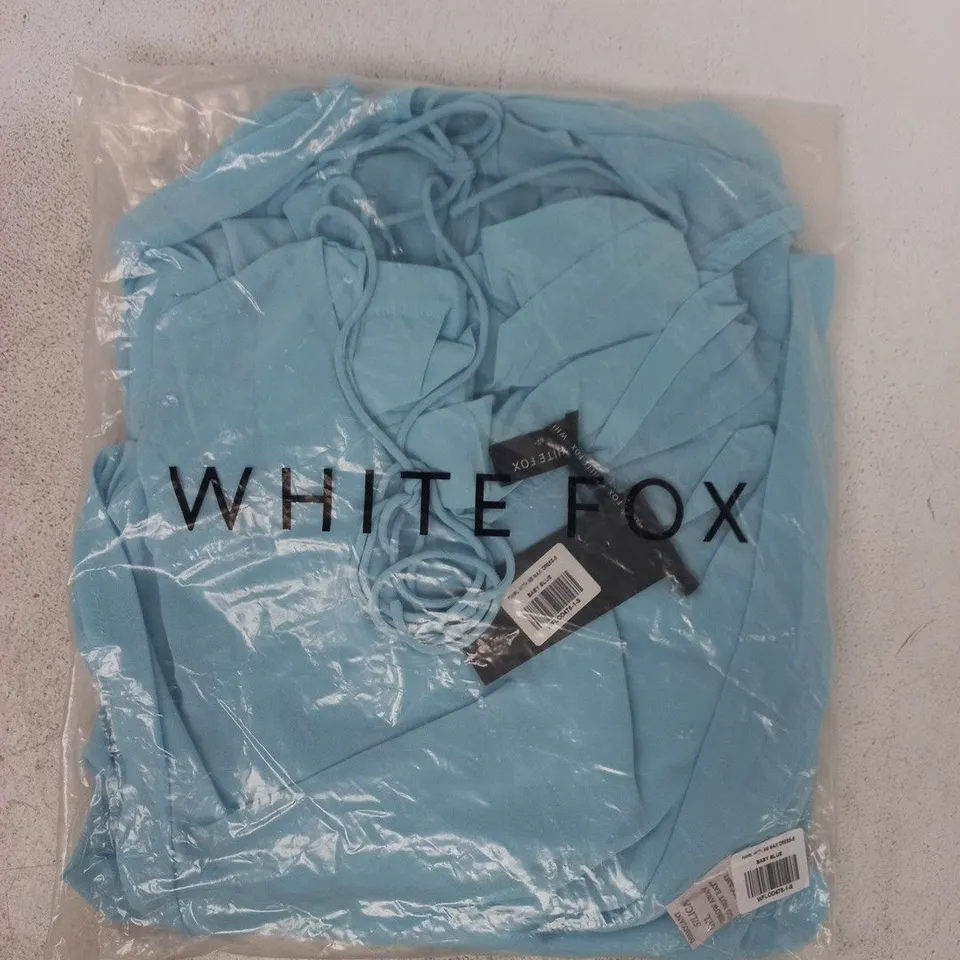 BAGGED WHITE FOX TWIRL WITH ME MAXI DRESS IN BABY BLUE SIZE SMALL
