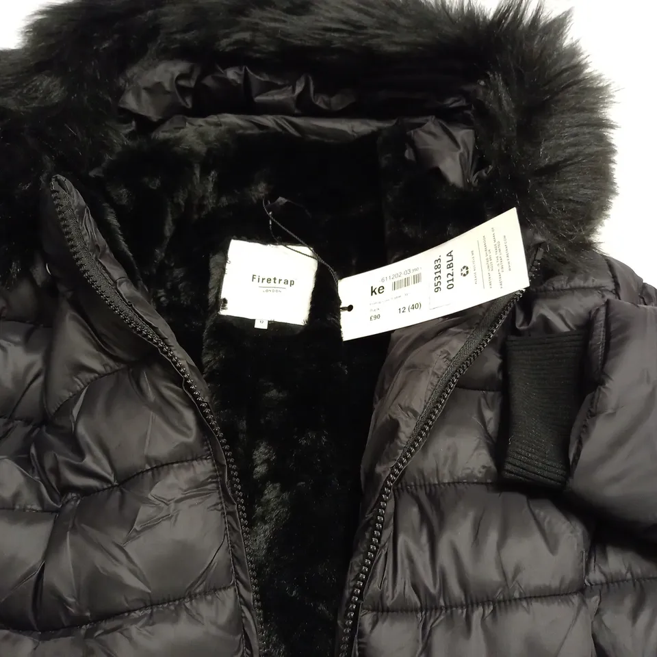 FIRETRAP WOMENS BLACK PADDED COAT - UK 12