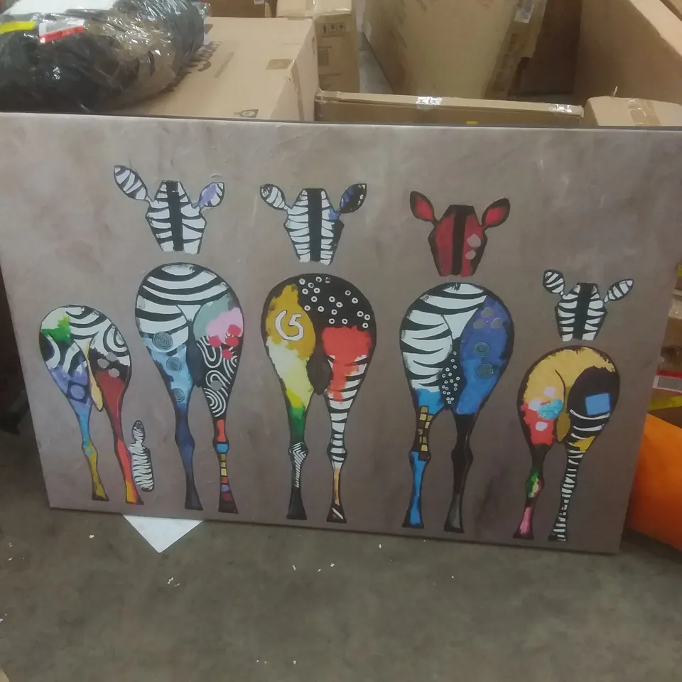 BOXED ZEBRAS FROM BEHIND ABSTRACT COLOURFUL PICTURE