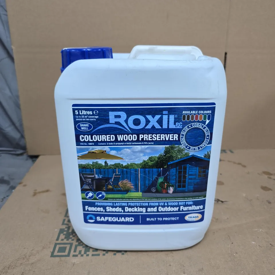 ROXIL PC COLOURED WOOD PRESERVER – COBALT BLUE, 5 LITRES