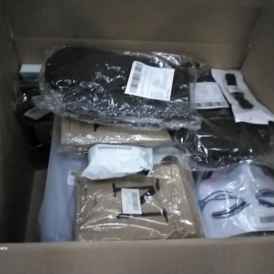 PALLET OF ASSORTED ITEMS INCLUDING SILVER CHRISTMAS TREE TOPPER, OVEN MITE, ORGANISED SHOPPING LIST NOTEPAD, BURLAP BANNER, LED GUY FAWKS MASK, INFLATABLE TOY