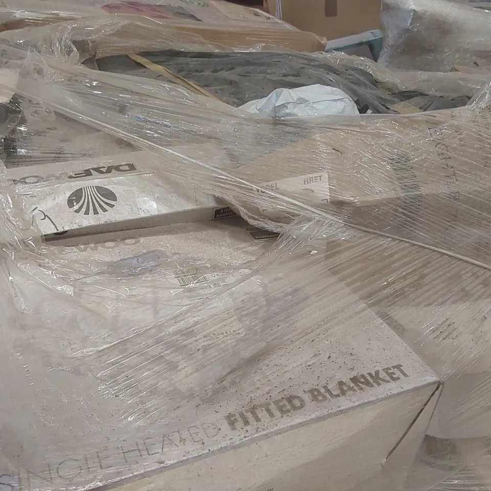 PALLET CONTAINING A VERY LARGE QUANTITY OF ASSORTED ELECTRIC ITEMS INCLUDING: DAEWOO 1500W OIL FILLED RADIATOR, 1200W 5L STAND MIXER ECT