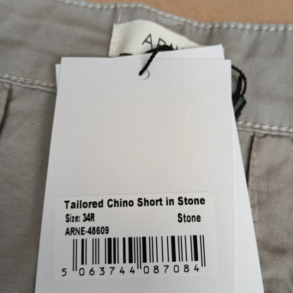 ARNE TAILORED CHINO SHORTS IN STONE – SIZE 34R