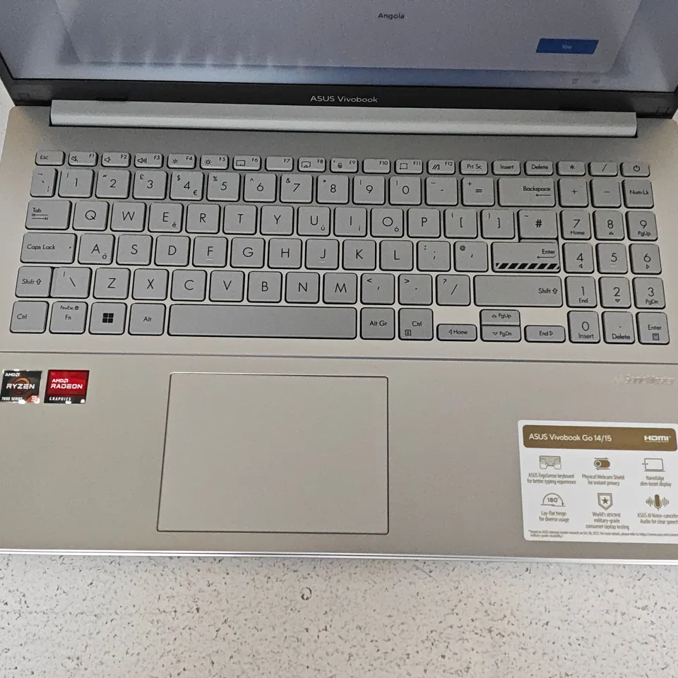BOXED ASUS VIVOBOOK GO 14/15 RYZEN 30 7000 SERIES 512GB RAM LAPTOP IN SILVER - E1504F