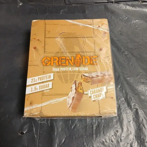 SEALED GRENADE PROTEIN BARS – CARAMEL CHAOS 12X60G