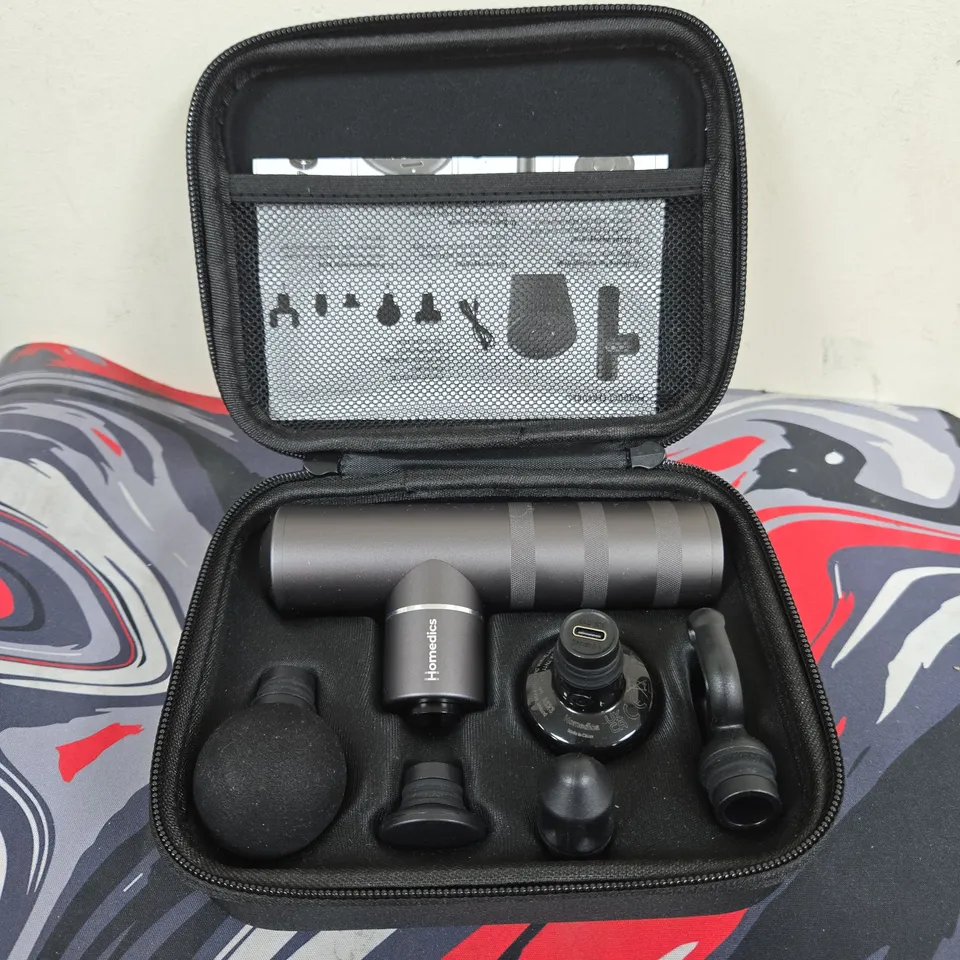 Homedics handheld massager with interchangeable heads – carry case included