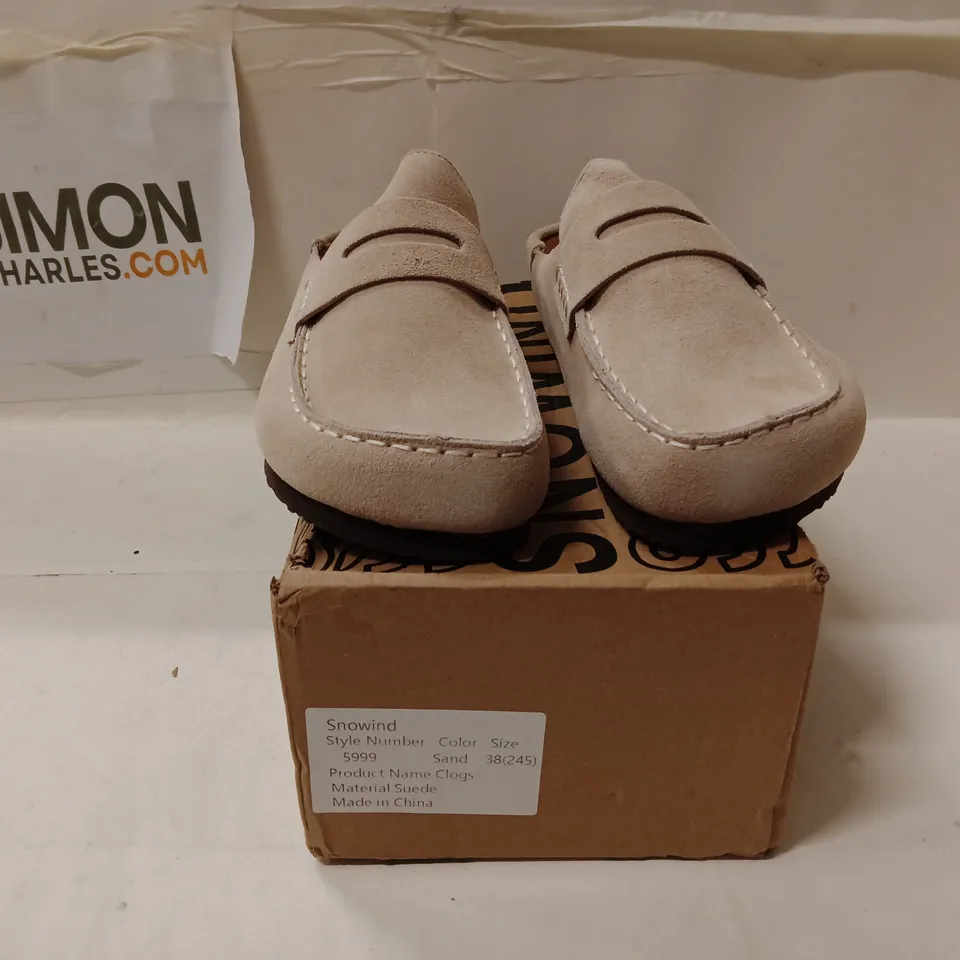 BOXED SNOWIND BEIGE SUEDE LOAFERS – UK 5 (EU 38)