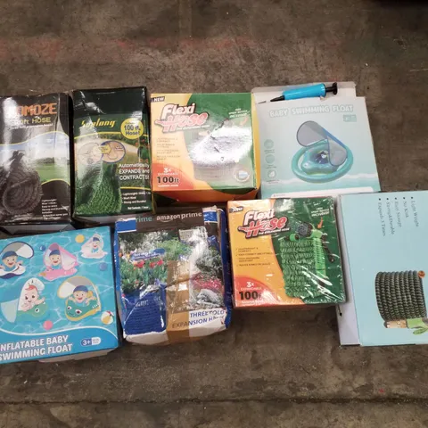 PALLET CONTAINING ASSORTED GARDEN HOSES & INFLATABLES