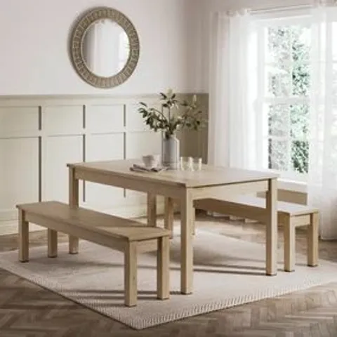 BOXED DUNELM OLNEY DINING BENCH SET OAK (2 BOXES)