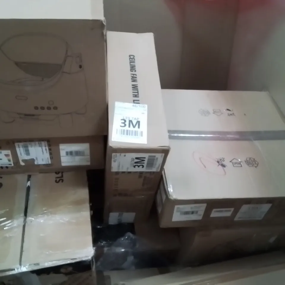 PALLET OF ASSORTED HOUSEHOLD GOODS AND PRODUCTS TO INCLUDE;TOILET SEAT,CEILING FAN WITH LIGHT,PICTURE FRAME