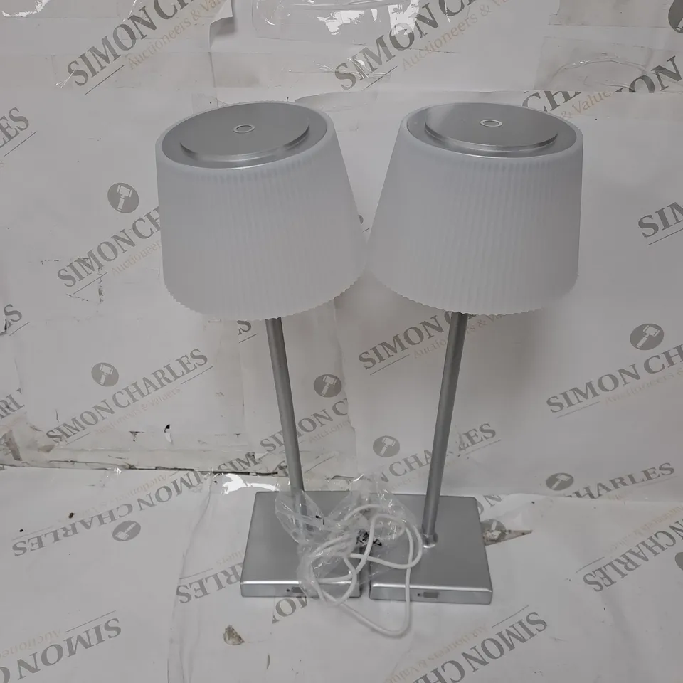 SFIXX SET OF 2 INDOOR OUTDOOR TOUCH TABLE LIGHTS IN SILVER 