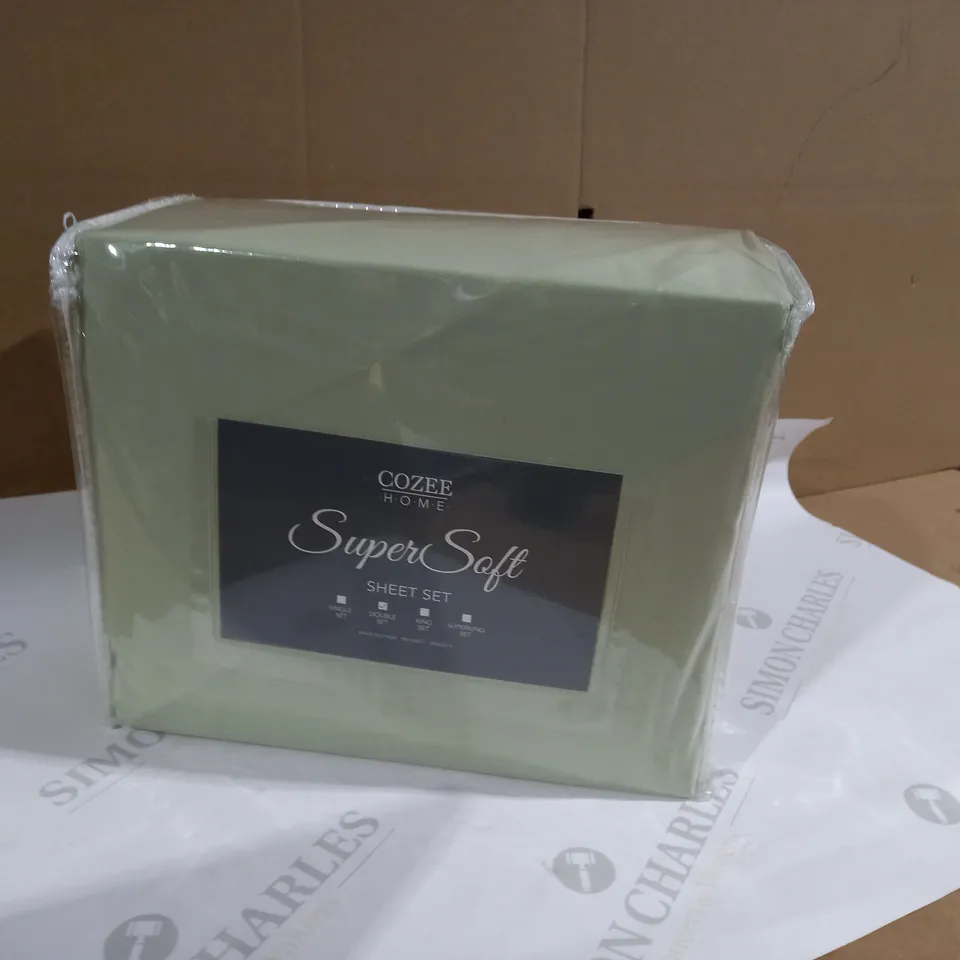 SUPERSOFT BY COZEE HOME SET OF FITTED SHEETS (2) - SAGE GREEN - DOUBLE