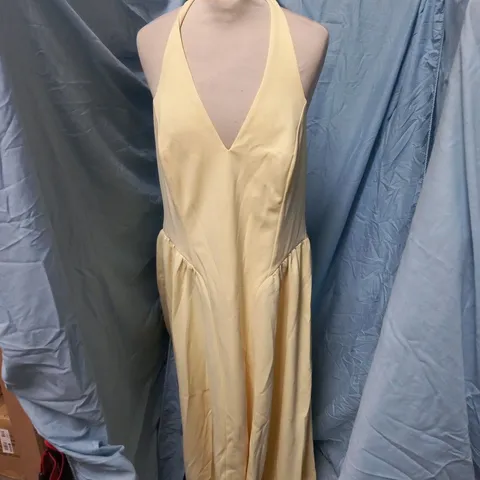 NOBODY'S CHILD BUTTER YELLOW HALTER NECK MIDI DRESS – UK 18