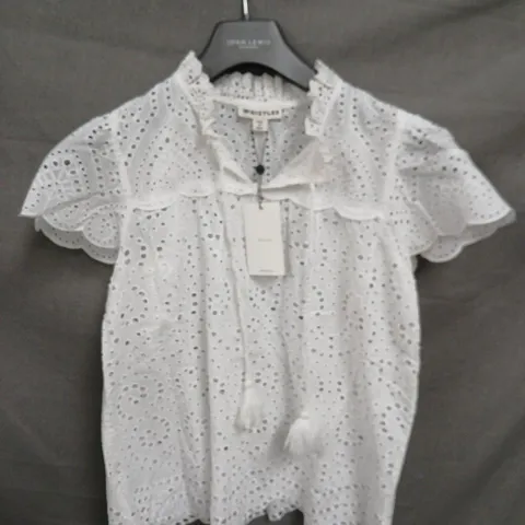 WHISTLES BONNIE BRODERIE BLOUSE β WHITE, UK 6 (EU 34, US 2)
