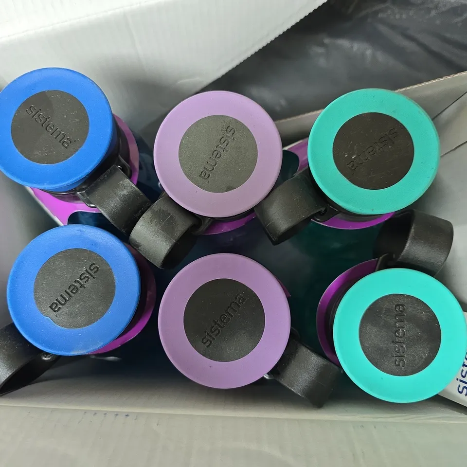 BOXED SET OF 6 SISTEMA HYDRATE 650ML TRITAN TRAVERSE BOTTLES IN VARIOUS COLOURS