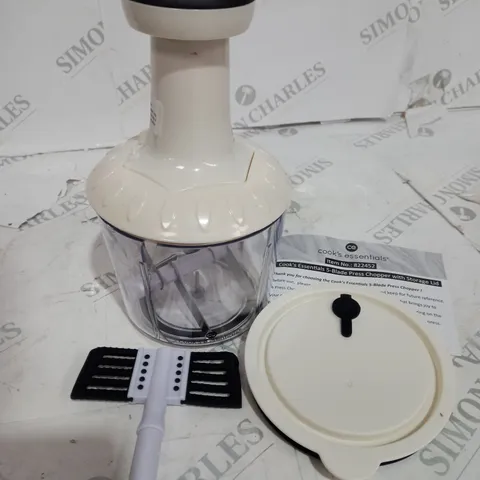 COOKS ESSENTIALS 5 BLADE PRESS CHOPPER WITH STORAGE LID - WHITE