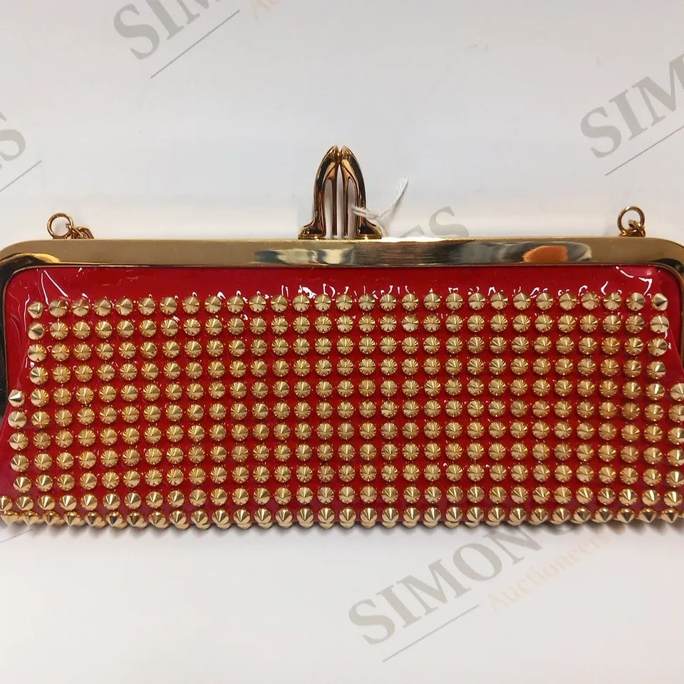 CHRISTIAN LOUBOUTIN RED AND GOLD CLUTCH BAG