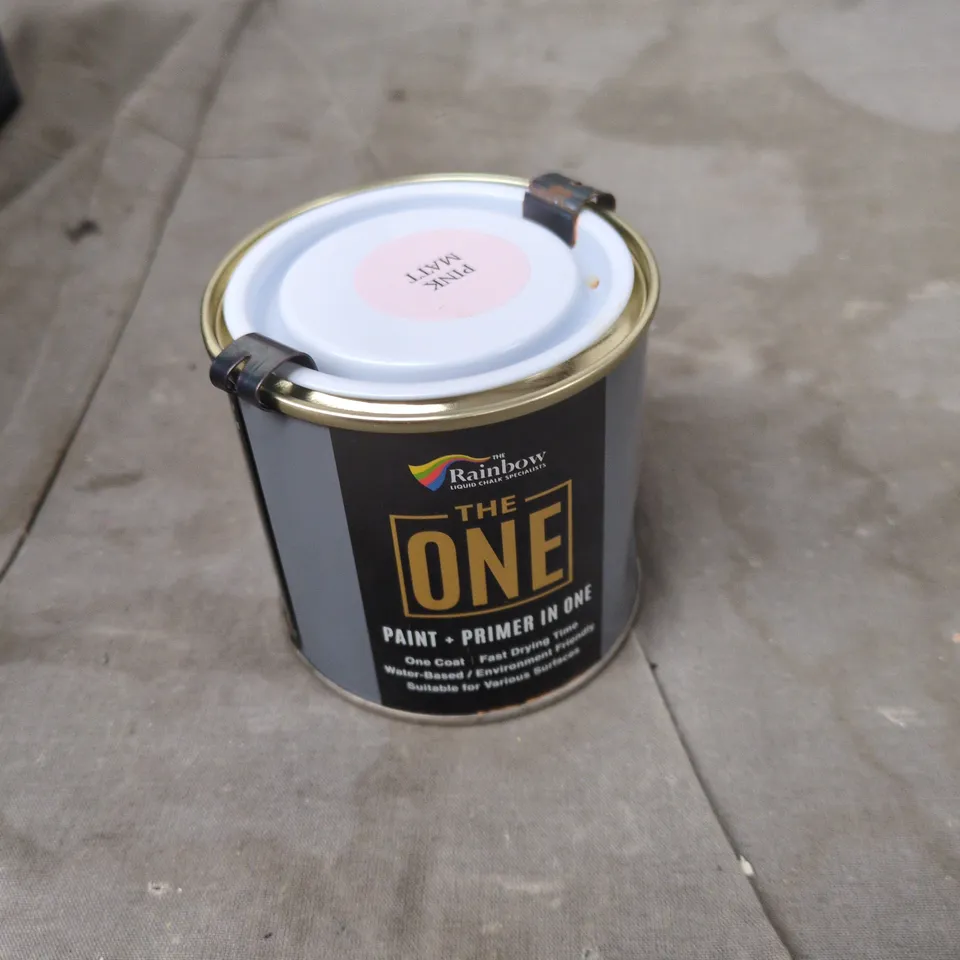 TOTE OF APPROXIMATELY 12 ASSORTED ITEMS TO INCLUDE: PINK MATT PAINT + PRIMER IN ONE 