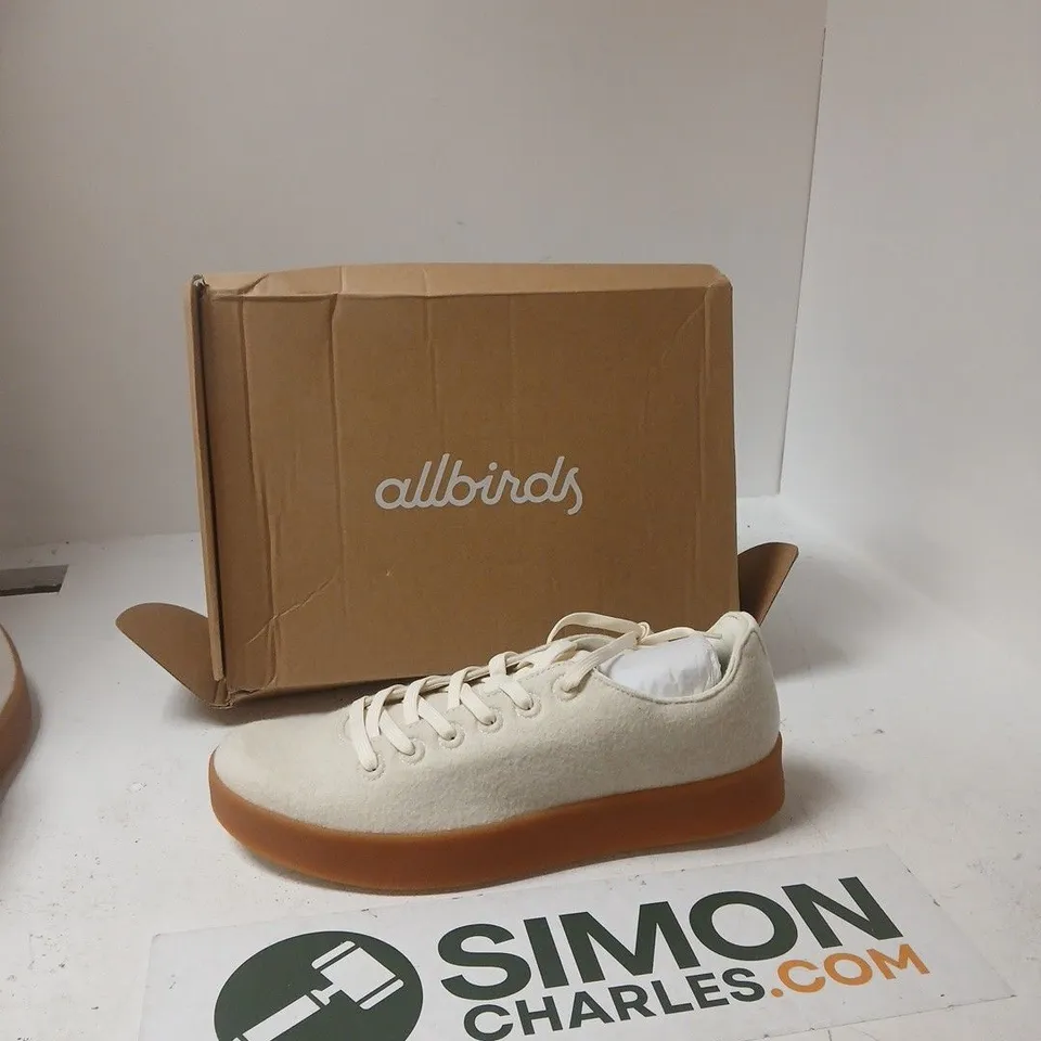 ALLBIRDS WOOL CRUISER SELECT SNEAKERS – WHITE, GUM SOLE, UK 12.5 (US 13.5)