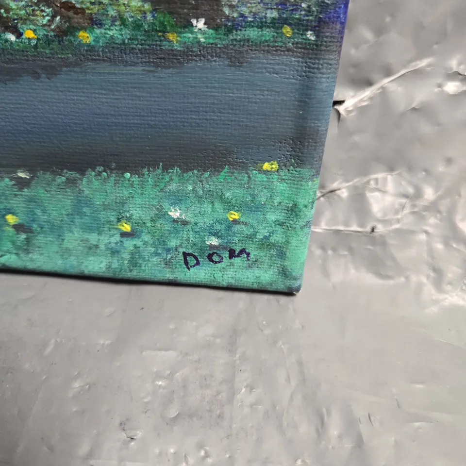 ABSTRACT LANDSCAPE PAINTING ON CANVAS – SIGNED 'DOM' 