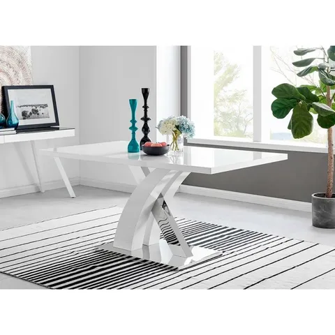 BOXED CHOWCHILLA 6 DINING TABLE - WHITE (3 BOXES)
