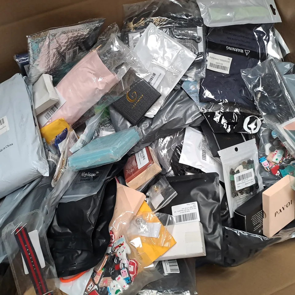 LARGE QUANTITY OF ASSORTED ITEMS TO INCLUDE SOCKS, SNEAKER CLEANER, BASEBALL CAP