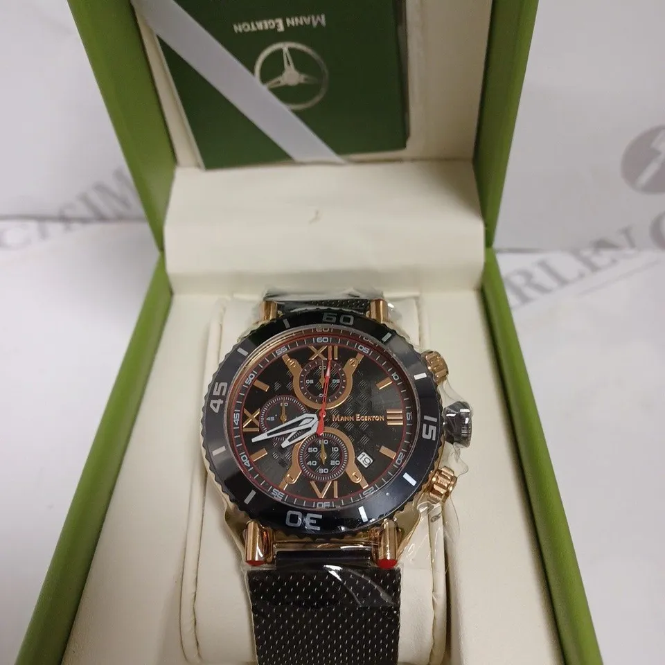 BOXED MEN'S LIMITED EDITION MANN EGERTON HAND ASSEMBLED MAGNITUDE BLACK STRAP 