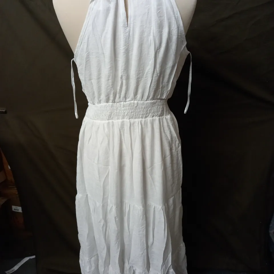 BLUE VANILLA DRAWSTRING MAXI HALTER NECK DRESS - UK 14