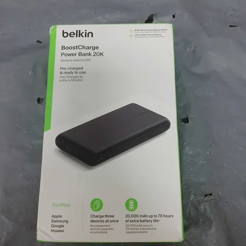 BELKIN BOOSTCHARGE 20,000MAH POWERBANK - 3 PORT, 15W OUTPUT, FAST CHARGING - BLACK