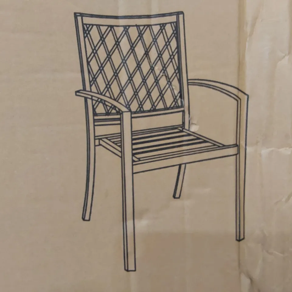 BOXED SET OF 2 BLACK METAL GARDEN CHAIRS (1 BOX)