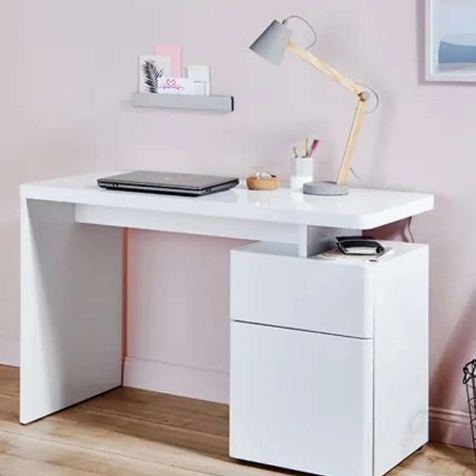 BOXED ALTHEA CU-LIBRE 120 HIGH GLOSS WHITE DESK (1 BOX)