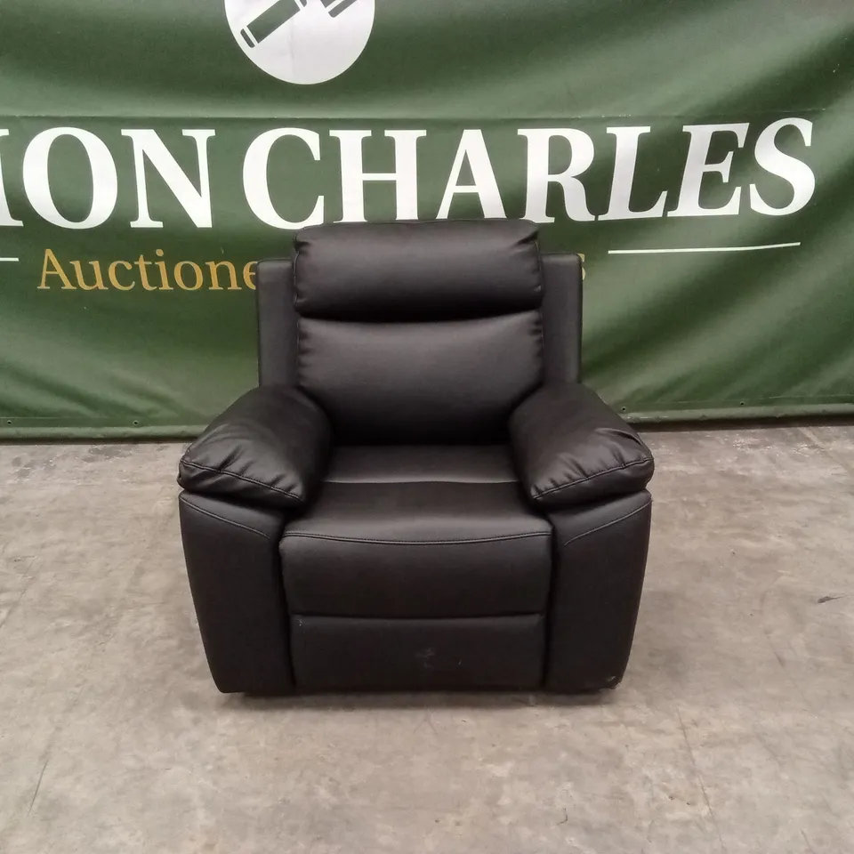 EDISON LUXURY FAUX LEATHER MANUAL RECLINER ARMCHAIR - BLACK RRP £499