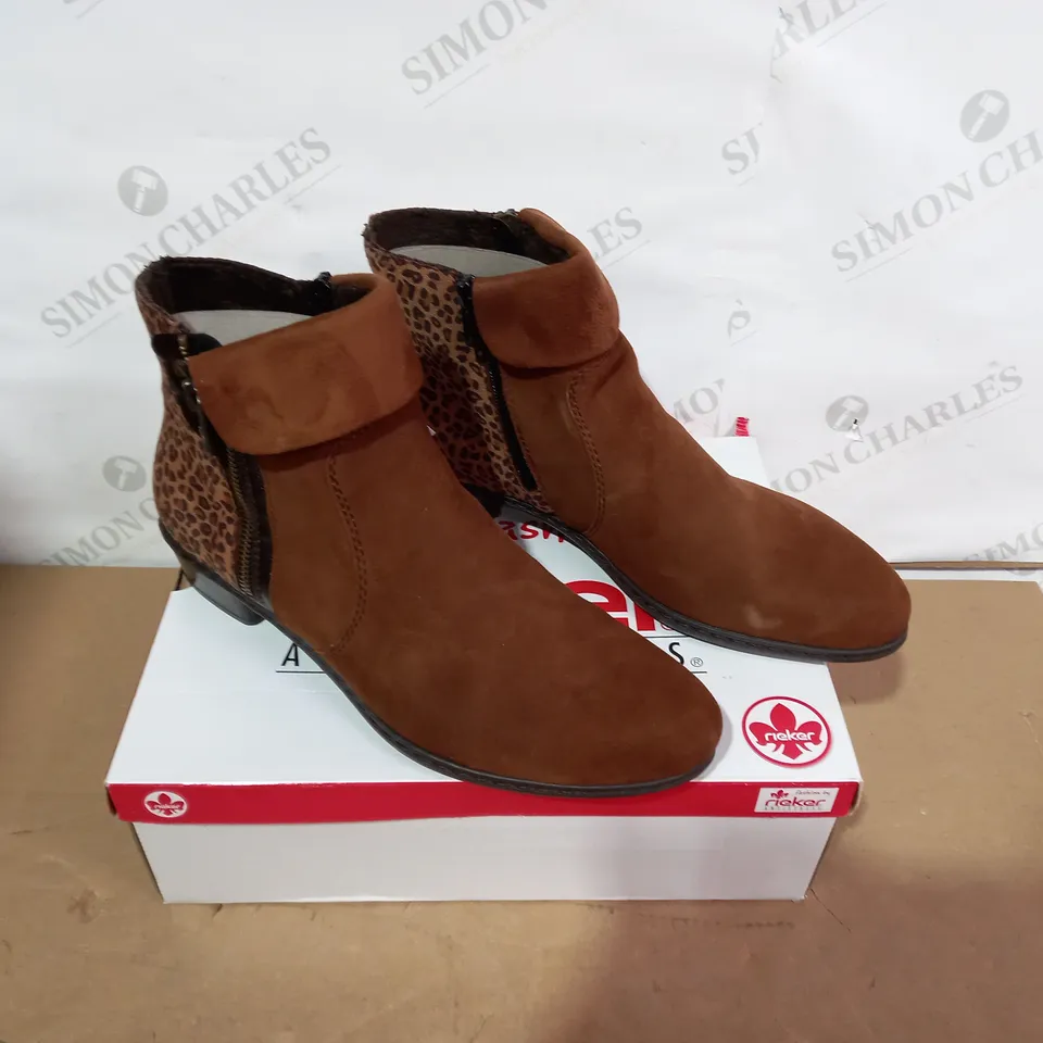 BOXED PAIR OF RIEKER BOOTS - SIZE 41