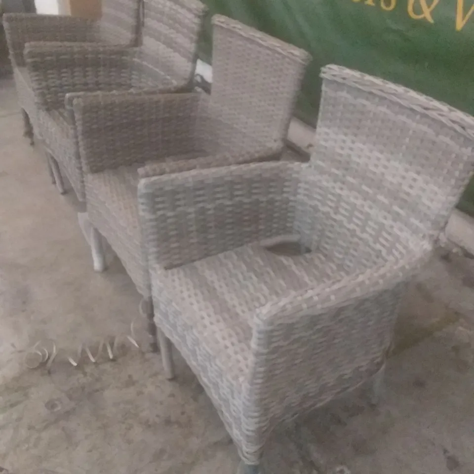 X4 RATTAN EFFECT GARDEN CHAIRS GREY