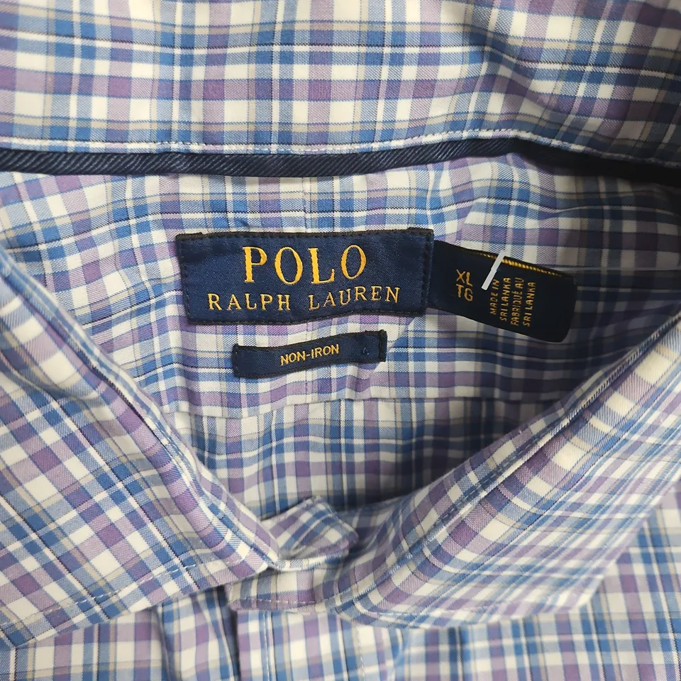 POLO RALPH LAUREN SHIRT – BLUE PLAID, NON-IRON, MEN’S XL