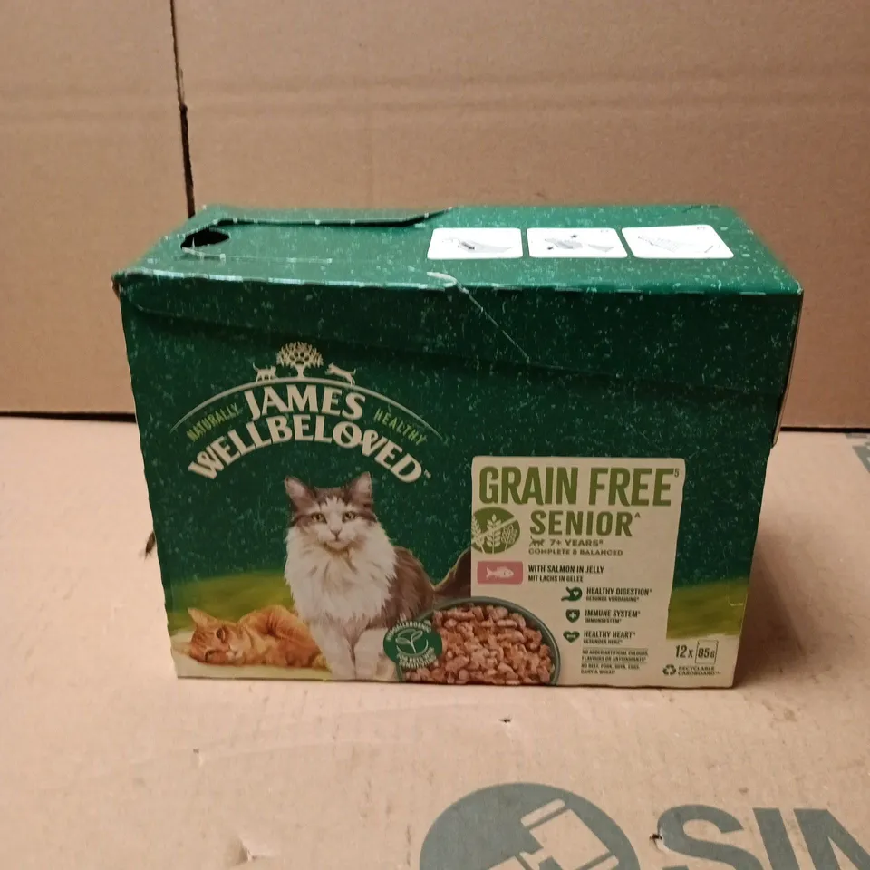 JAMES WELLBELOVED GRAIN FREE SENIOR CAT FOOD - SALMON IN JELLY, 12 X 85G (BOX)
