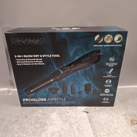 BOXED REVAMP PROFESSIONAL PROGLOSS 1200W AIRSTYLE 2-IN-1 BLOW DRY & STYLE TOOL DR-1250A-GB